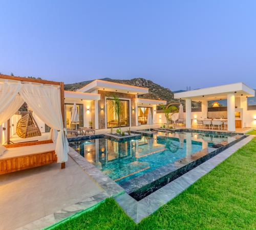 Villa İclal, Kalkan, Çavdır'da 2 Odalı Jakuzili Muhafazakar Kiralık Villa - Birebirvilla